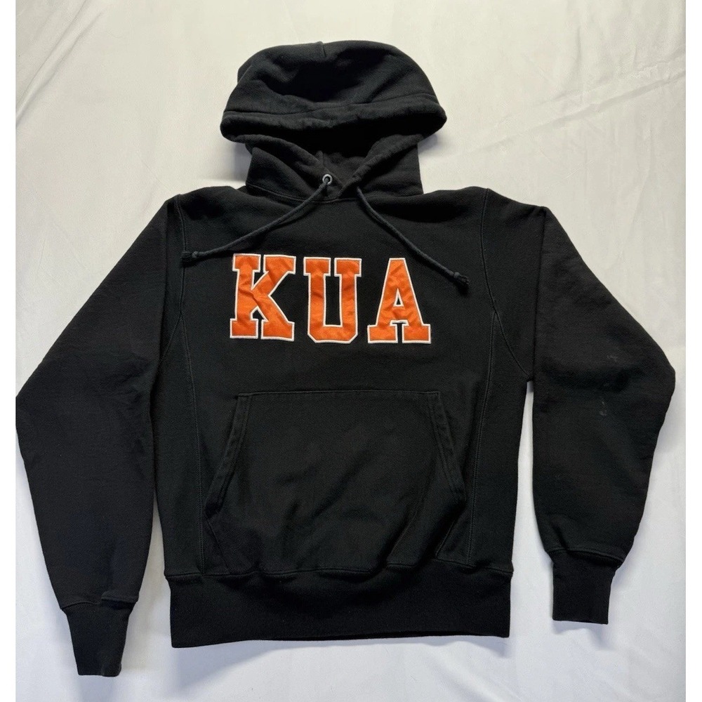 Champion Reverse Weave Hoodie Small Black KUA embroidered logo sweatshirt